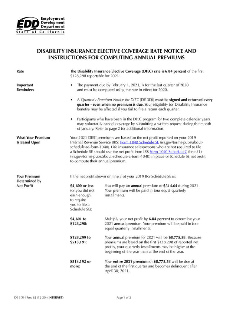 Ca Edd Diec 20202024 Form Fill Out and Sign Printable PDF Template