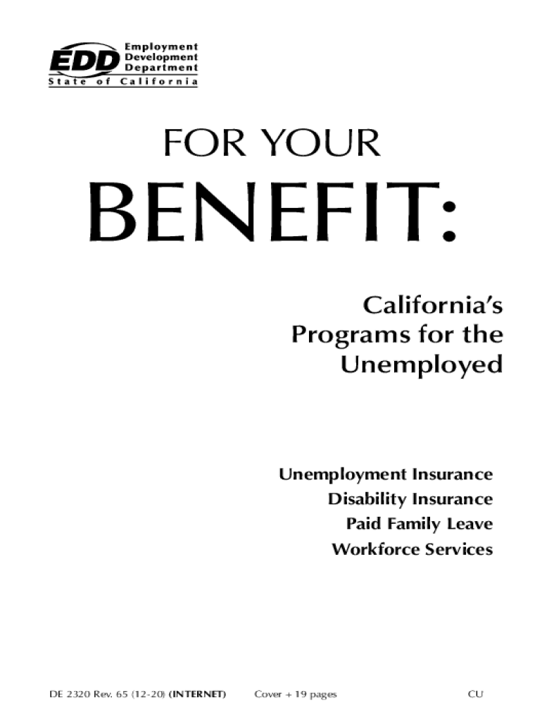  Www pdfFiller Com489387932 for YOUR BENEFITFillable Online Edd Ca for YOUR BENEFIT California 2020-2024