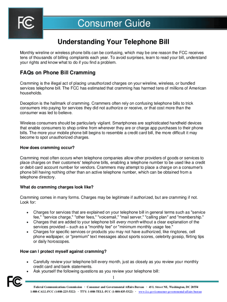  Understanding Your Telephone Bill Federal 2019-2024