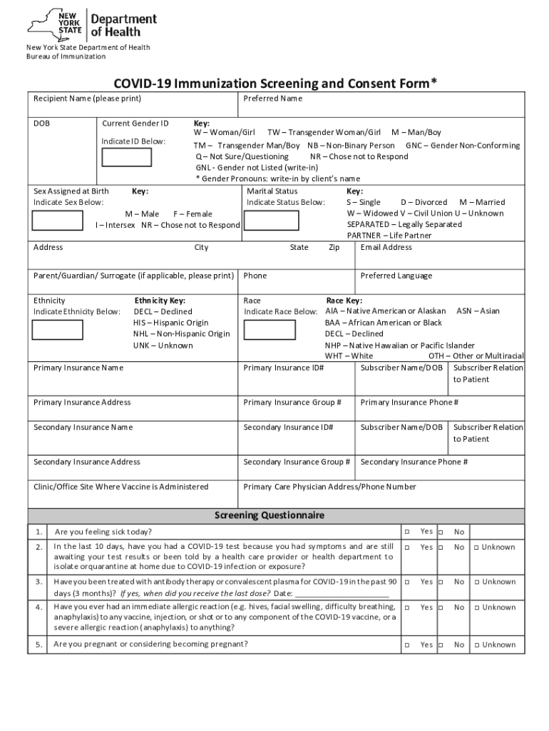 Immunization Screening Consent Form