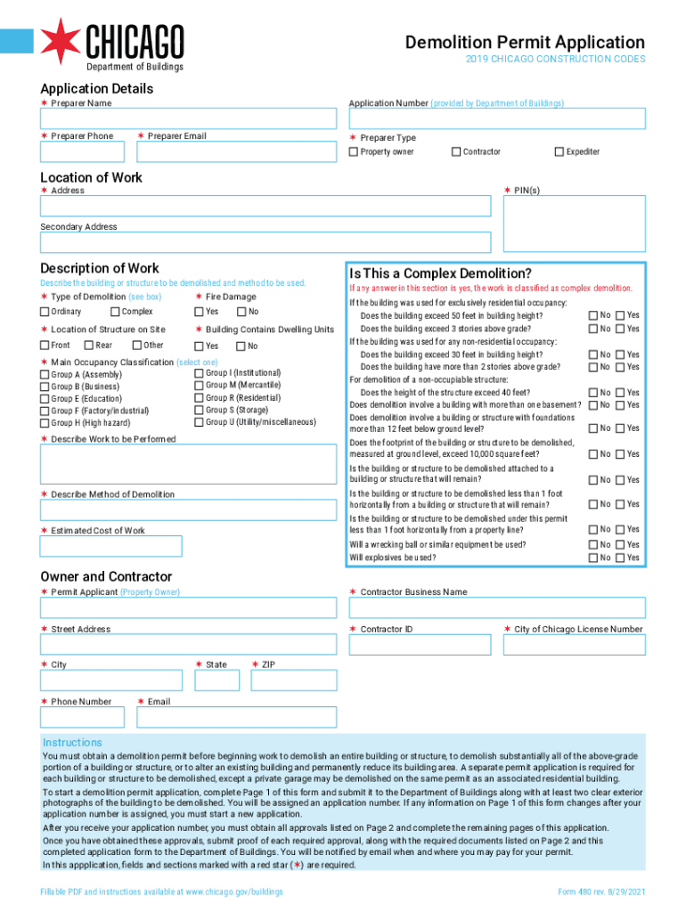 Demolition Permit City Chicago  Form