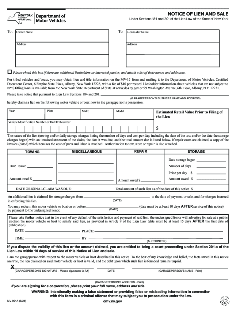 Form NY MV 901A Fill Online, Printable, Fillable