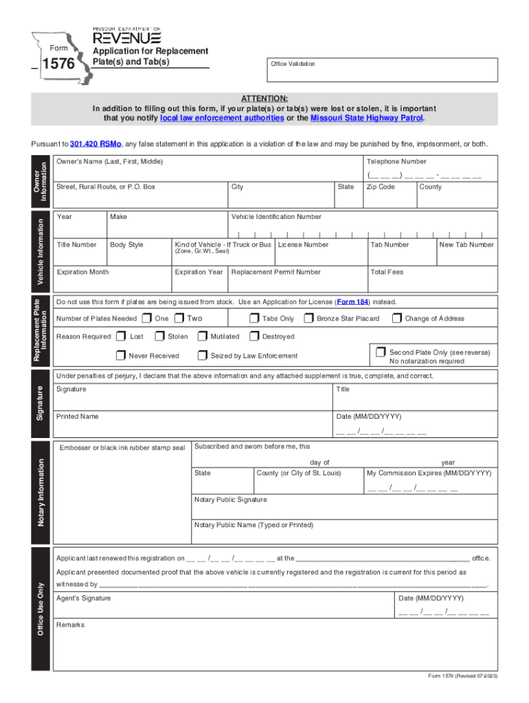 Get and Sign Application for Replacement Platess and Maryville, MO 2020-2022 Form