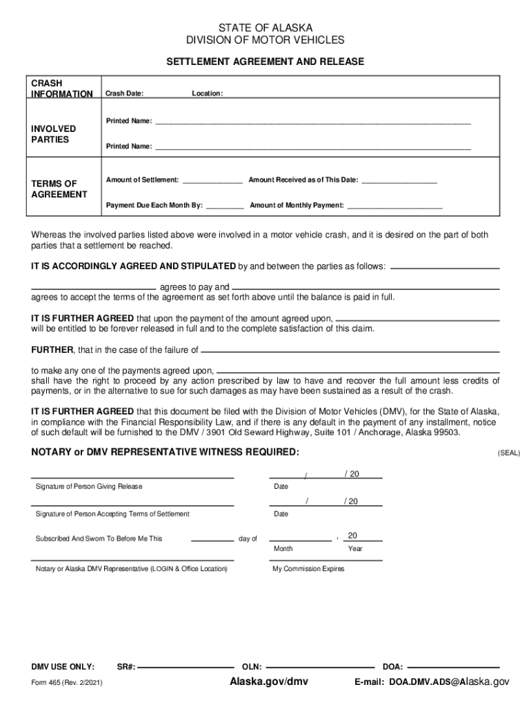  Form 465 Settlement Agreement and Release Division of 2021-2024