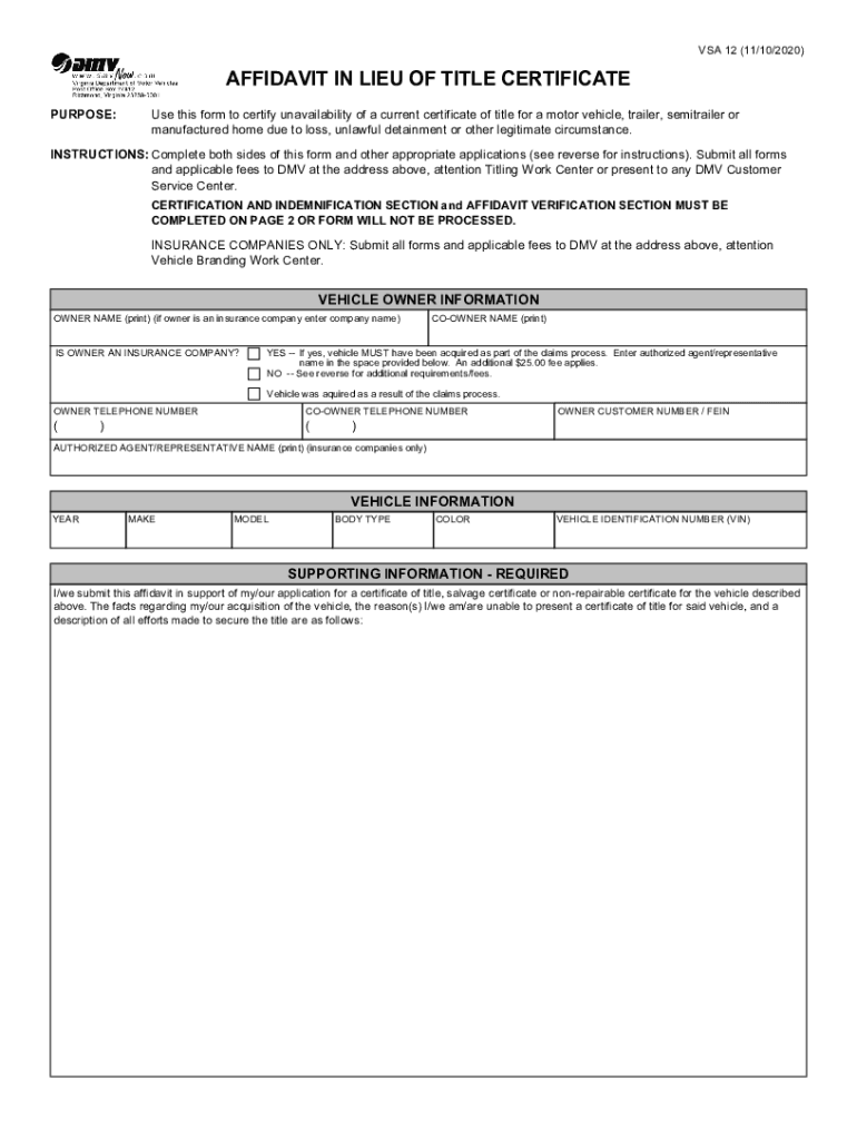  AFFIDAVIT in LIEU of TITLE CERTIFICATE 2020-2024