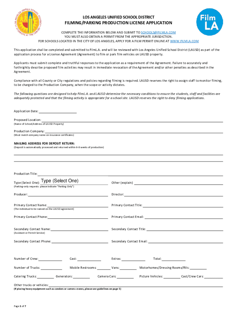 Lausd Parking  Form