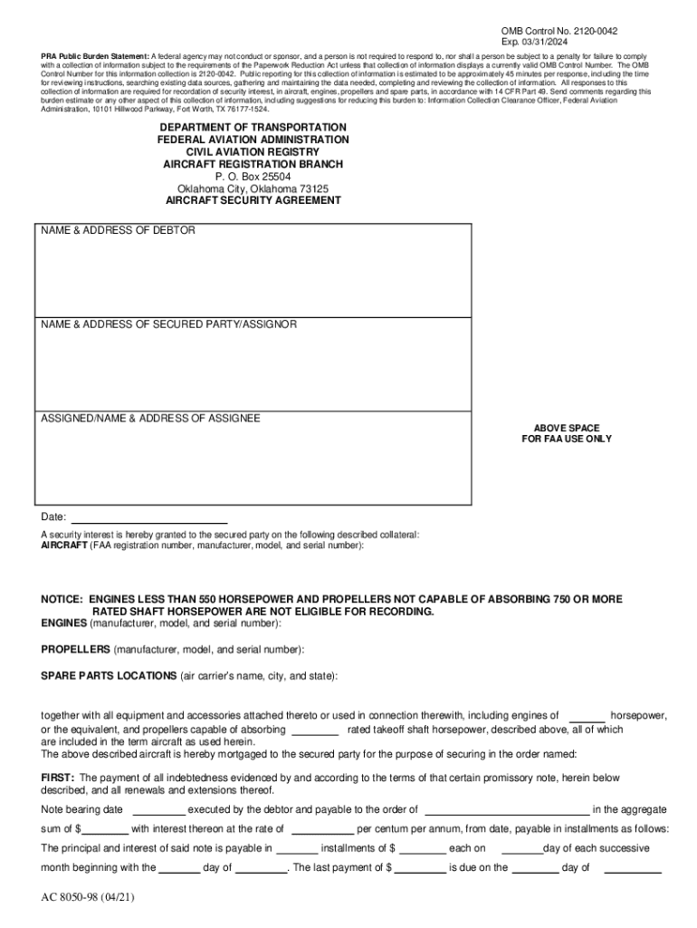 PDF Affidavit of Ownership for Amateur Built and Other Non Type FAA 2021-2025