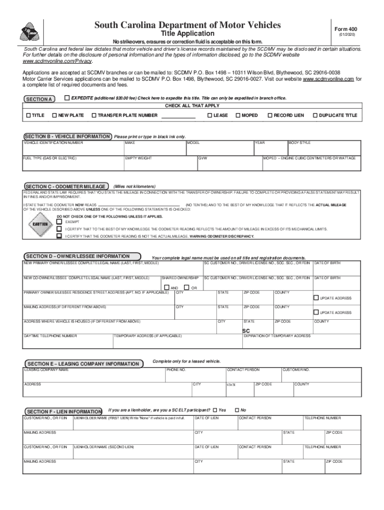  Sc Dmv Title Application Form 400 StudyEducation Org 2020