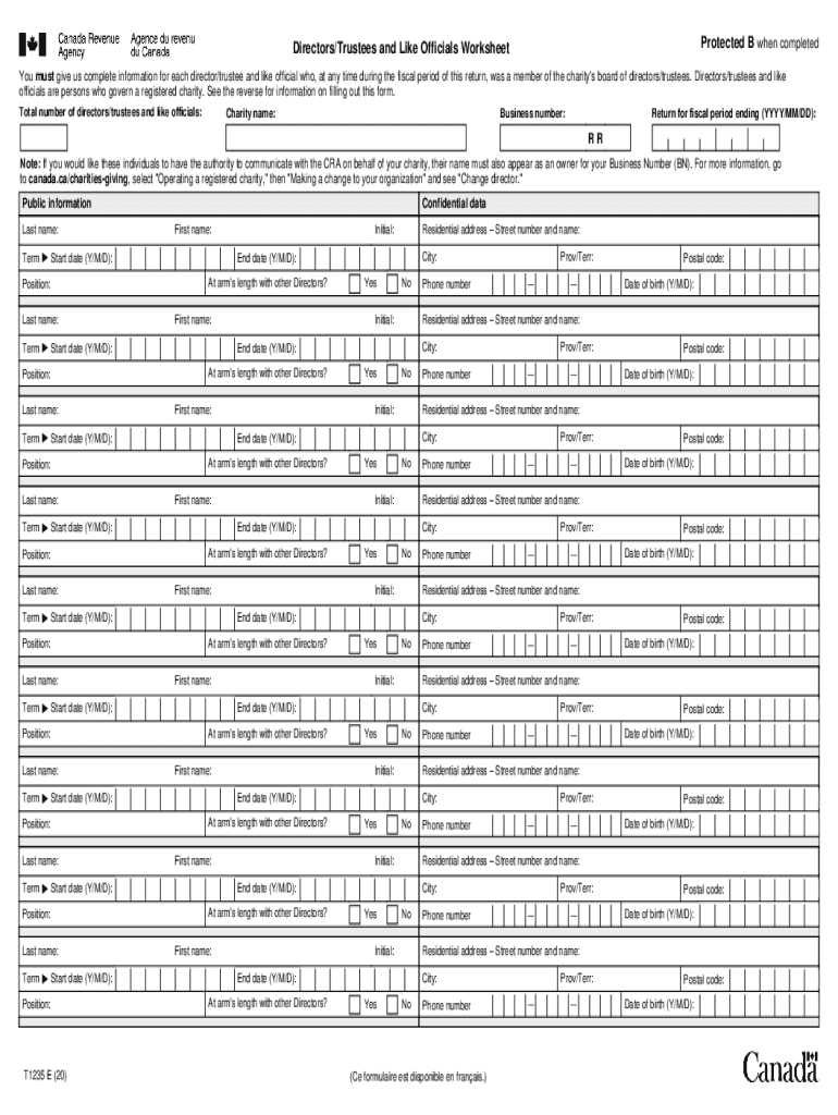  Directors Trustees and Like Officials Worksheet 2020-2024