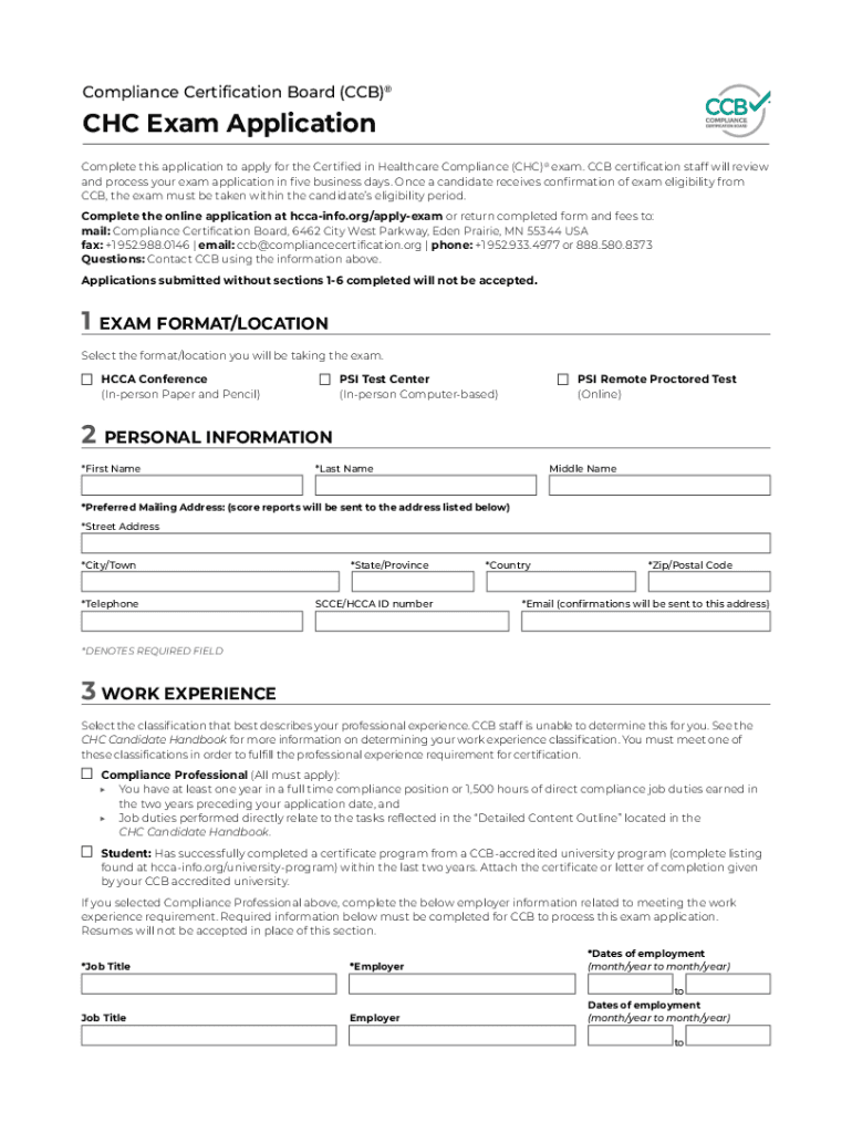 Chc Application  Form