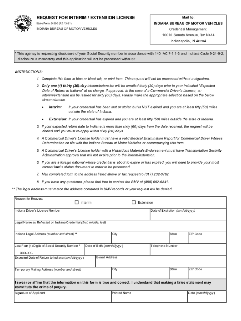 REQUEST for INTERIM EXTENSION LICENSE  Form