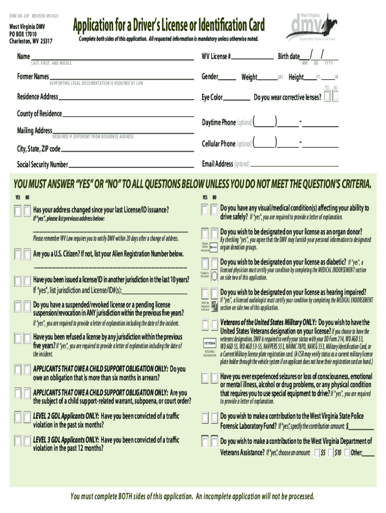 Www Dmv Virginia GovwebdocpdfDriver's License and Identification Card Application Virginia  Form