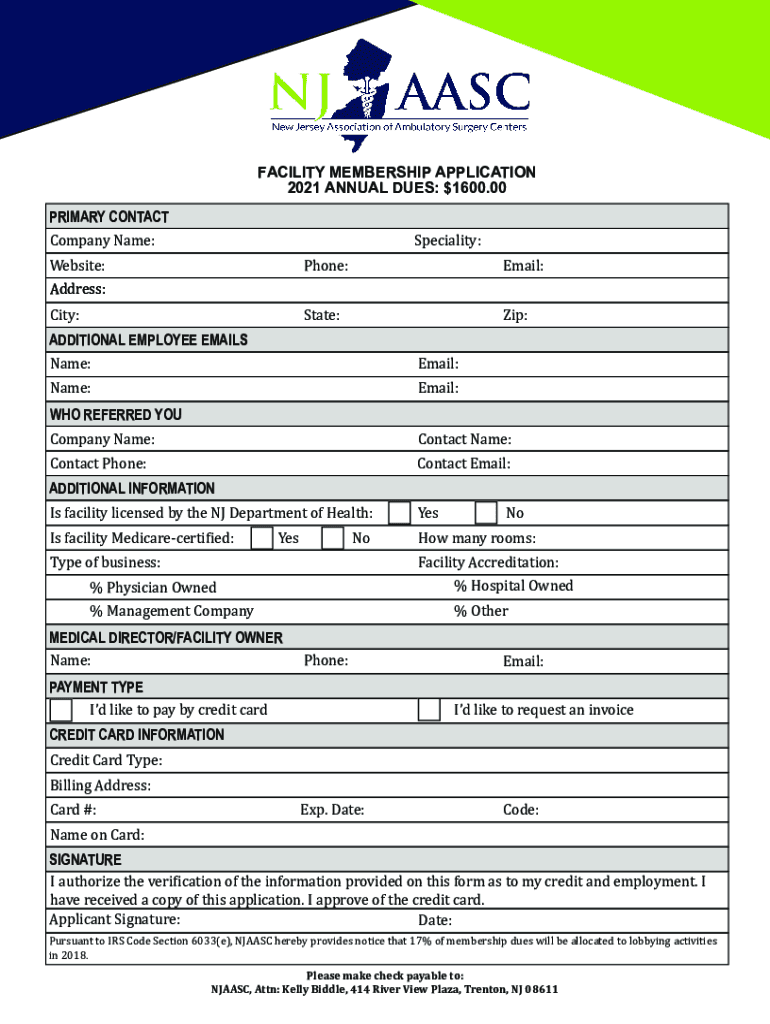 PDF Njaasc Facility Application Copy  Form