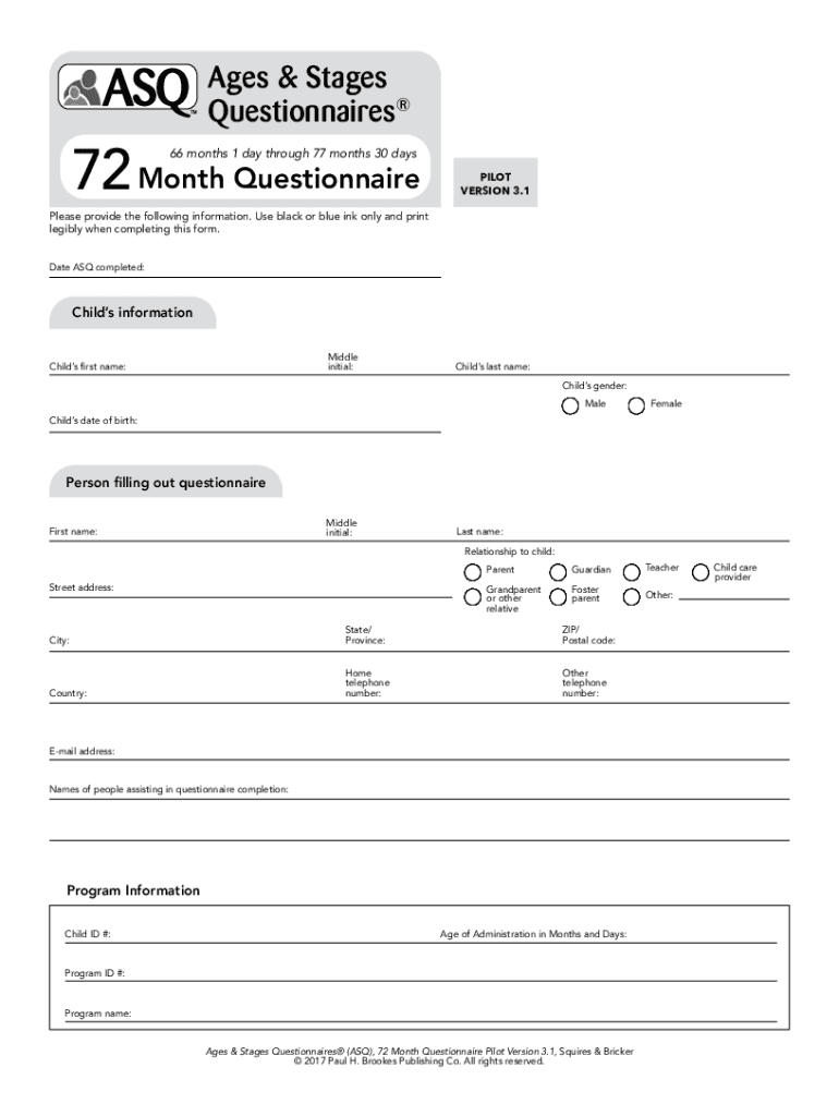 Asq 72 Months PDF  Form