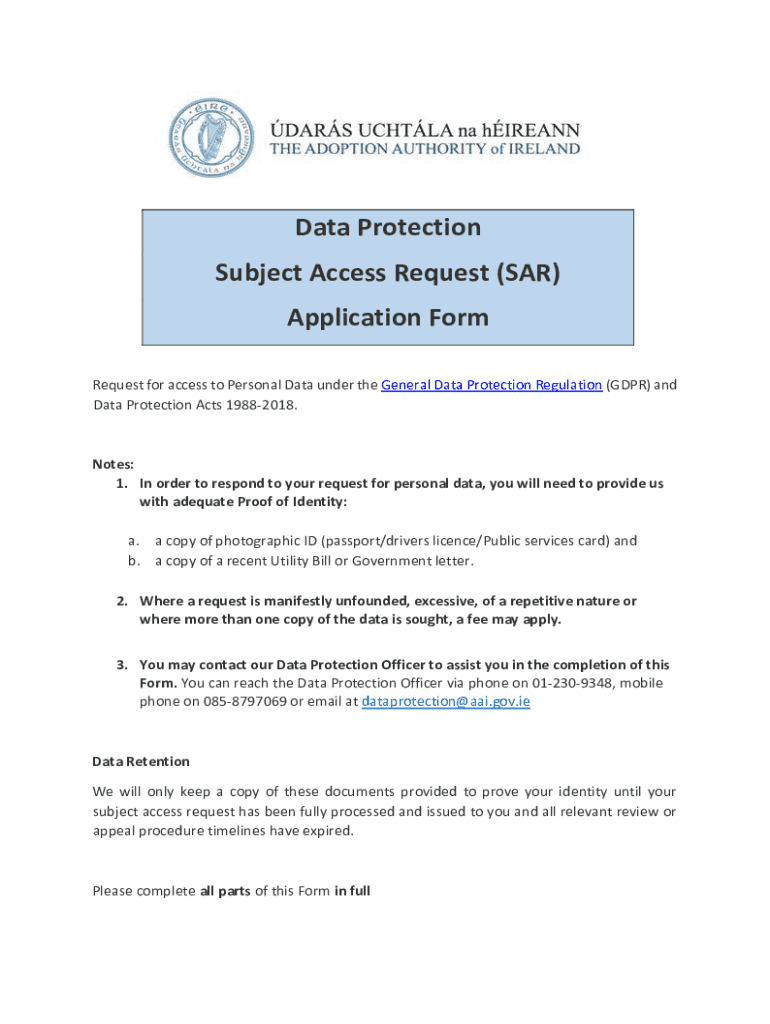 Subject Access Request Application  Form