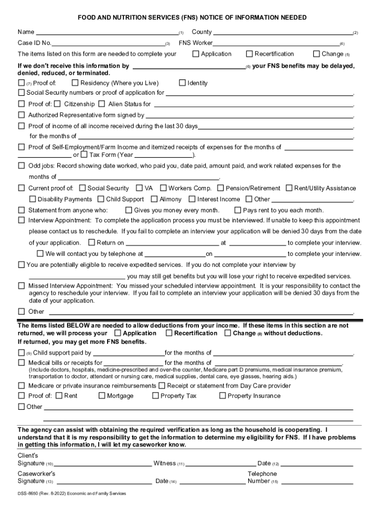 Dss 8650 Form