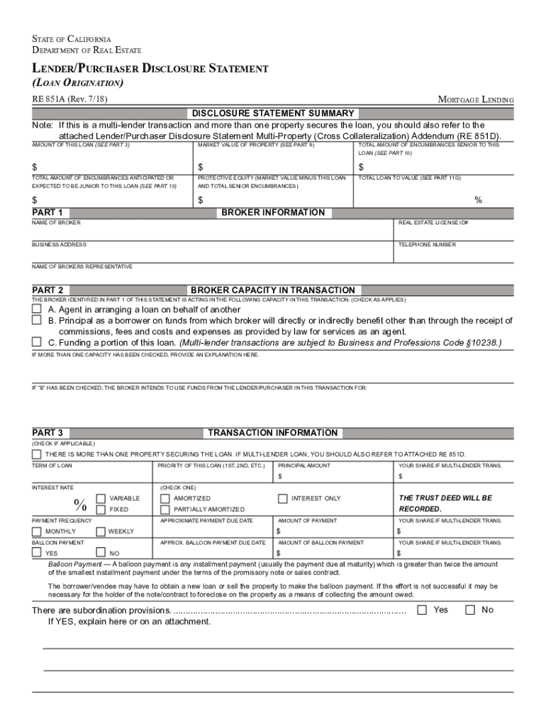  Lenderpurchaser Disclosure Statement Loan Origination 2018-2024