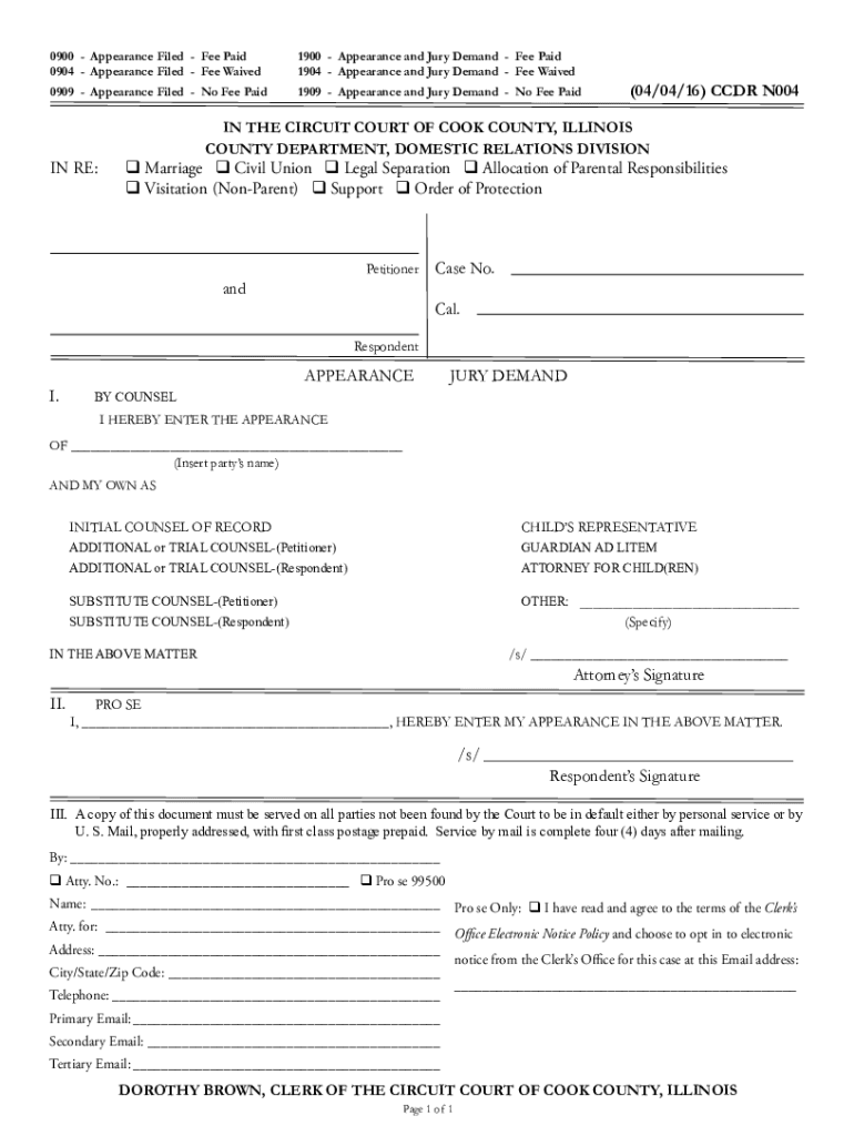 IL CCDR N004 Cook County  Form