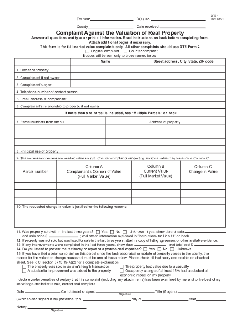  Real Property Conveyance Fee DTE 100 Statement of Value 2021