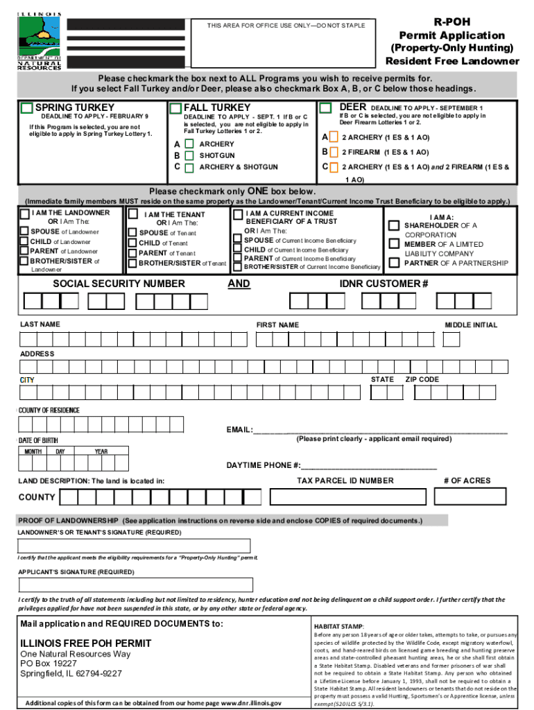 R POH Permit Application and  Form