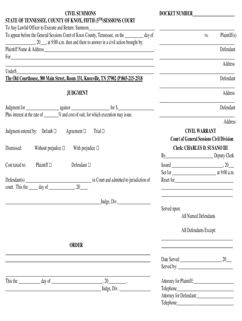 State of Tennessee Civil Summons&amp;quot; Keyword Found Websites  Form