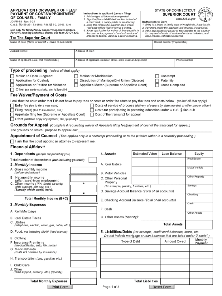  Www Findforms Comsingleformform APPLICATION for WAIVER of FEES, COSTS and EXPENSES and 2021-2024