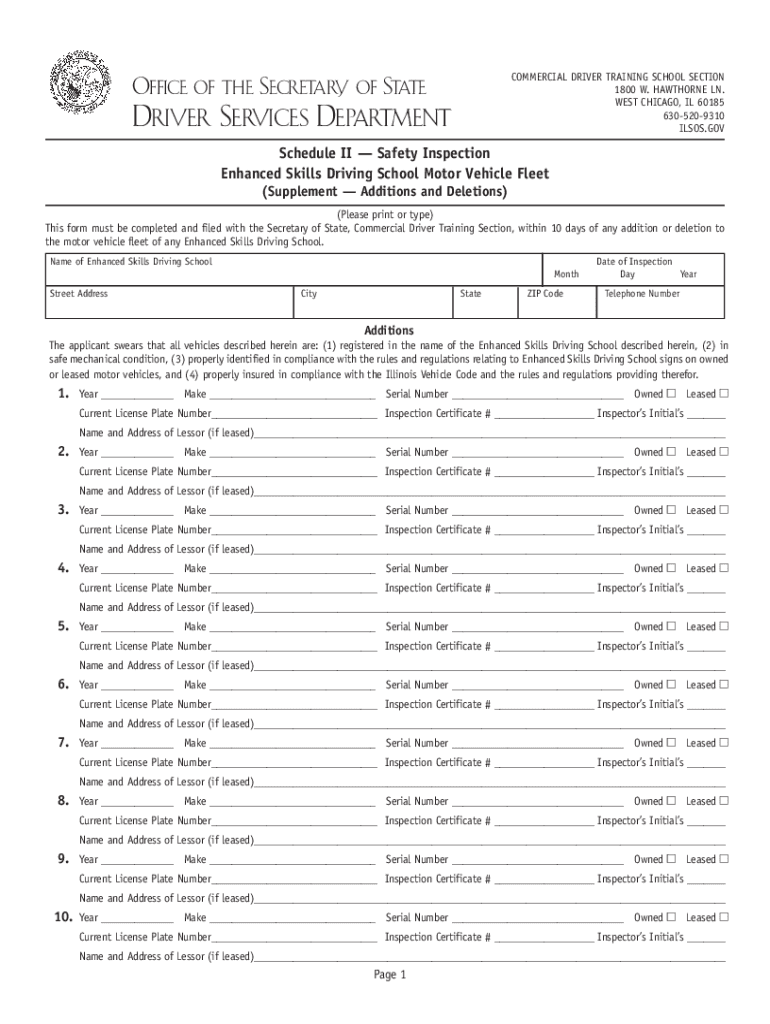  Schedule IISafety Inspection Enhanced Skills Driving School Motor Vehicle Fleet SupplementAdditions and Deletions 2021-2024