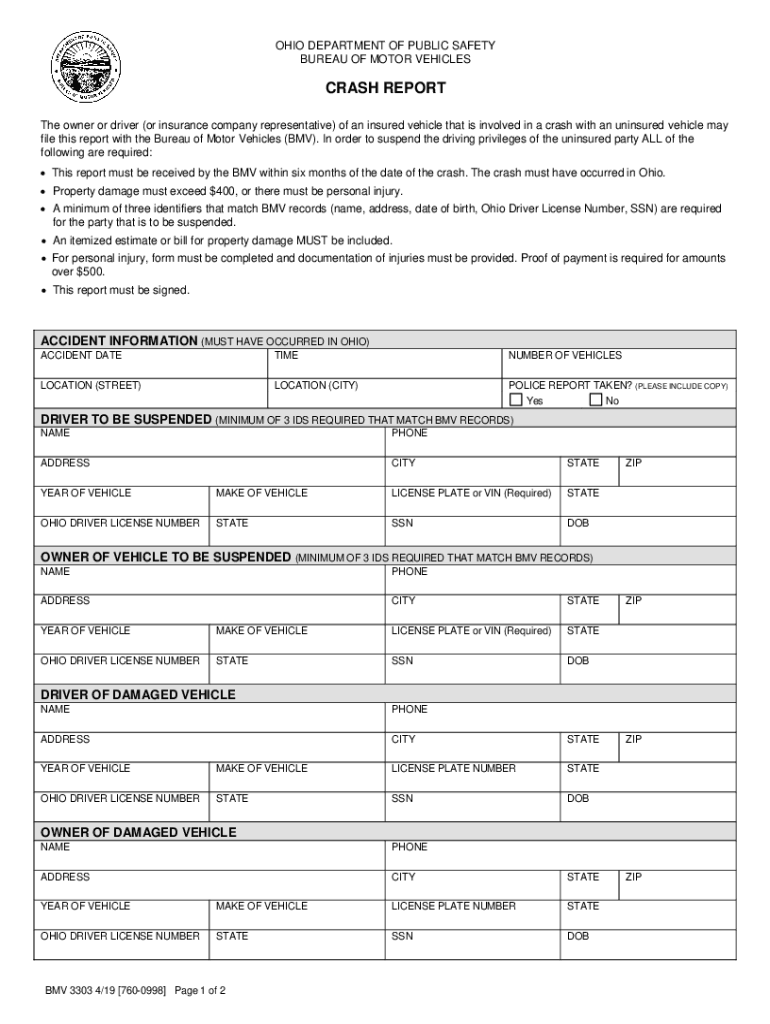 How to Get and Read Your Ohio Crash Report Bensinger  Form