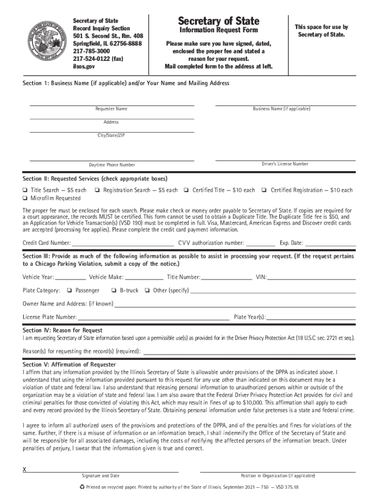  Vehicle Services Information Request Form 2021-2024