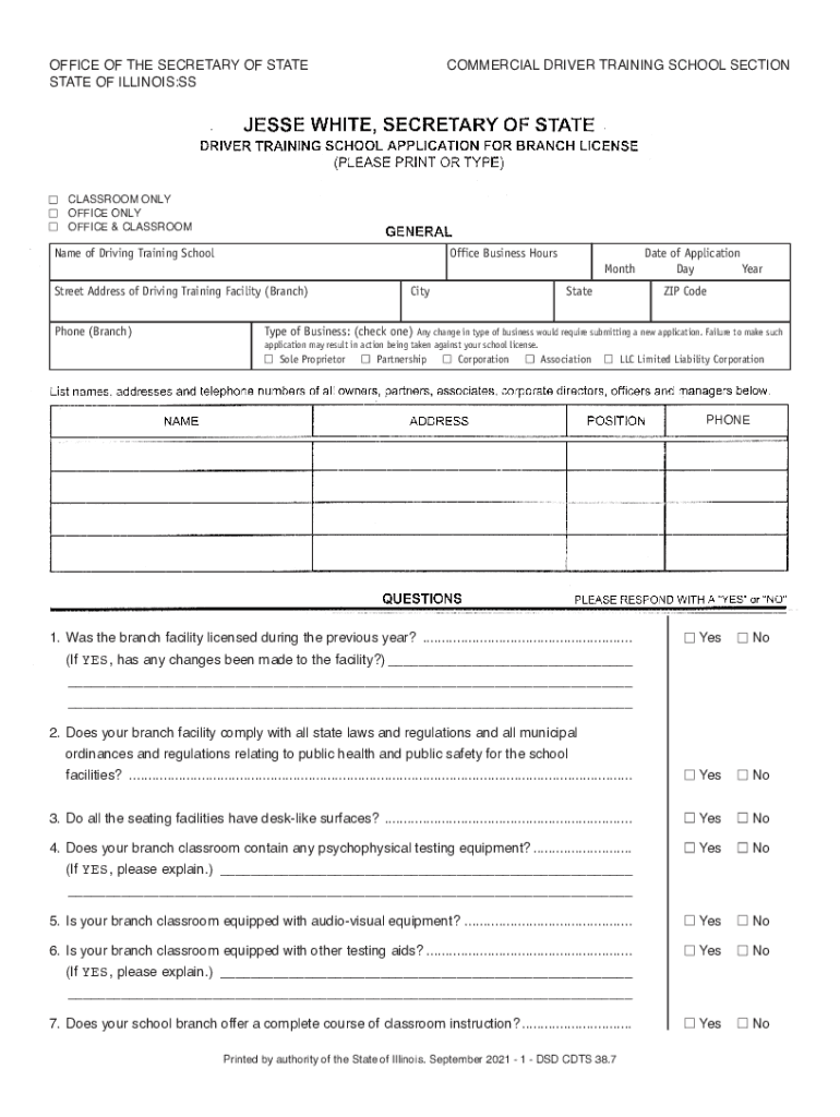 Get and Sign Commercial Driver's License Illinois Secretary of State 2021-2022 Form