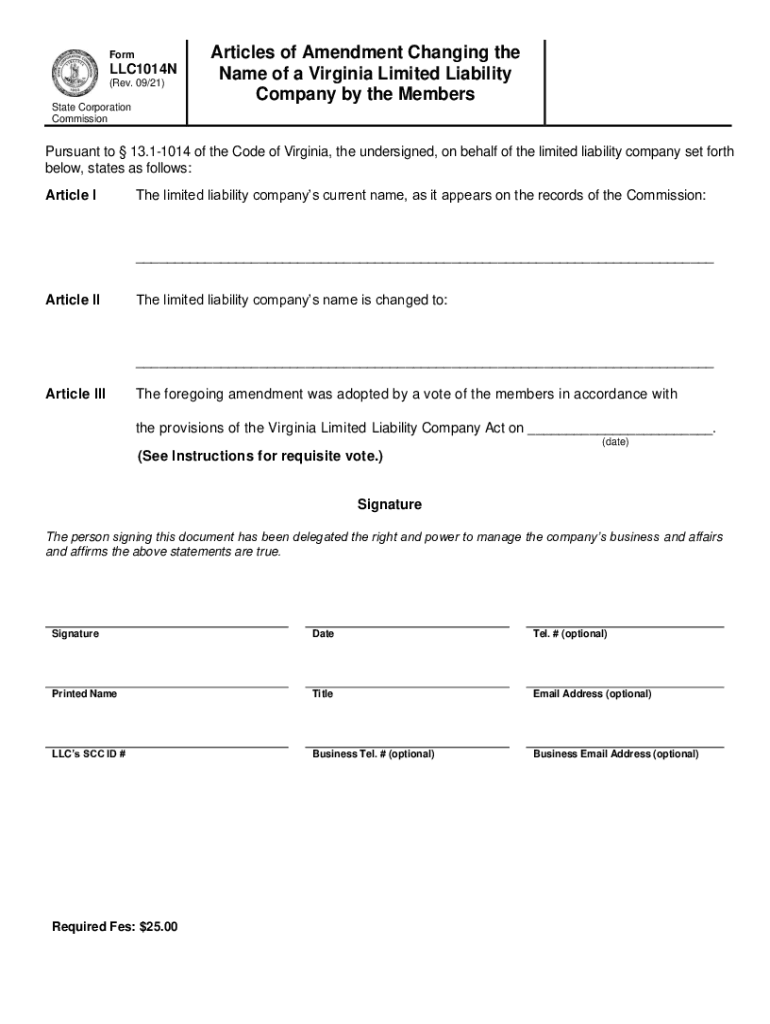  Making Changes to an LLC by Filing Articles of Amendment 2021-2024