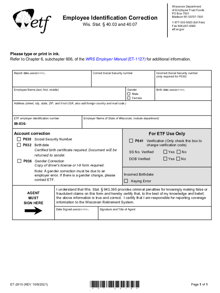 Etf Wi GovsitesdefaultWisconsin Department Employee Identification Etf Wi Gov  Form