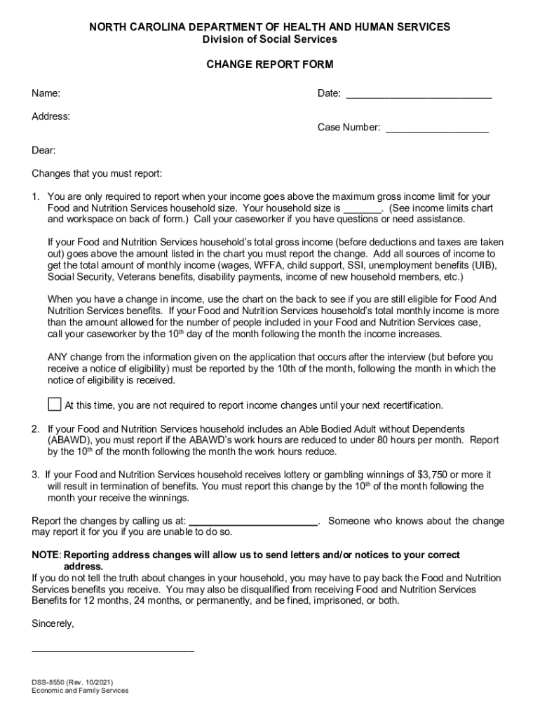  NC DHHS Food and Nutrition Services Food Stamps 2021