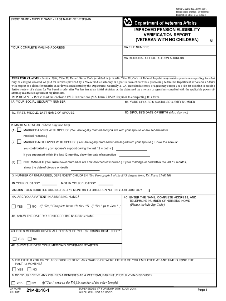  VA Form 21P 509 Veterans Benefits Administration 2021-2024