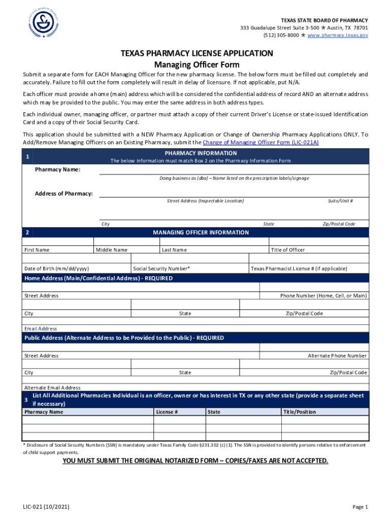  TX LIC 021 Fill and Sign Printable Template 2021-2024