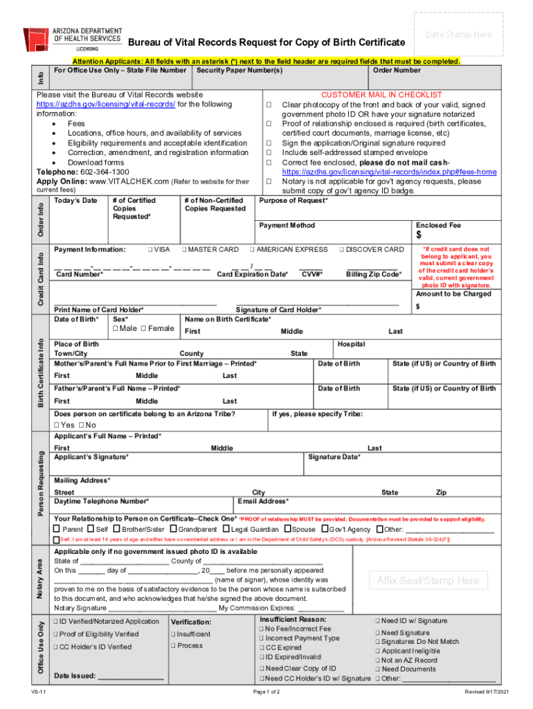 Get and Sign AZ VS 11 Fill and Sign Printable Template Online 2021-2022 Form