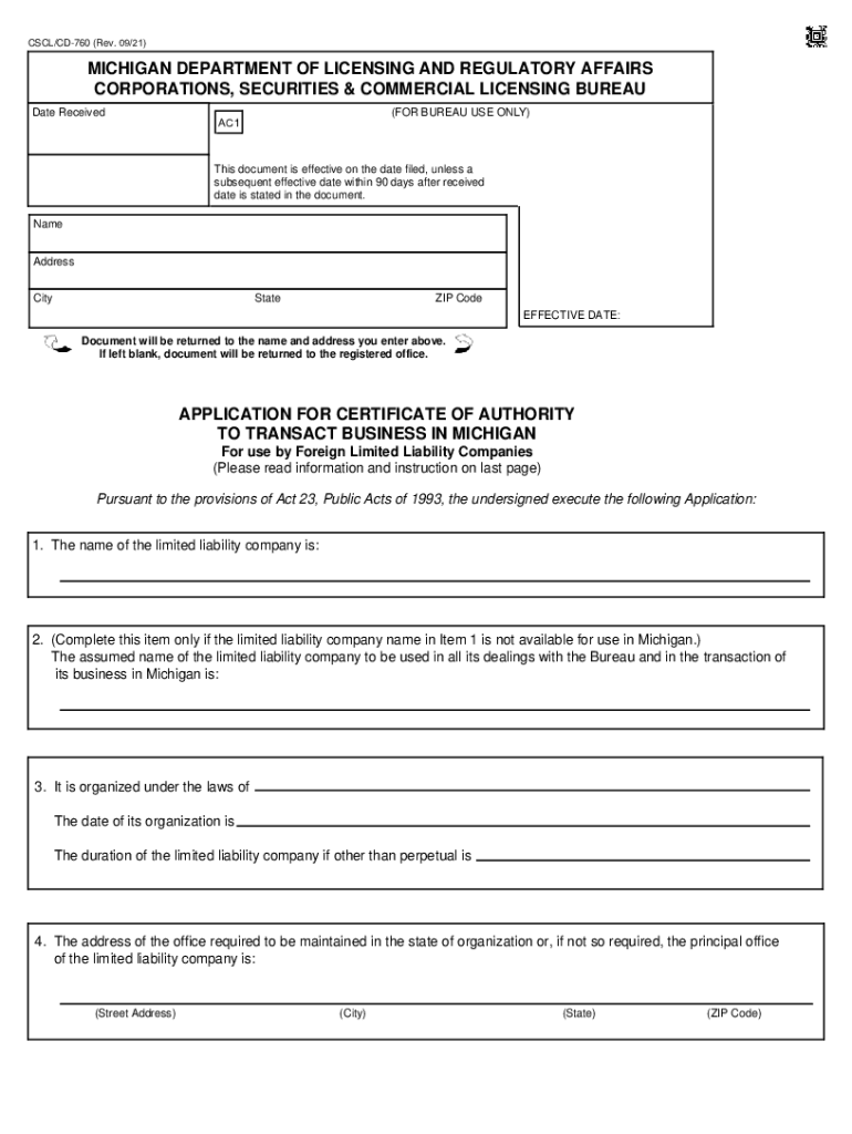  21 MICHIGAN DEPARTMENT of LICENSING and REGULATORY 2021-2024