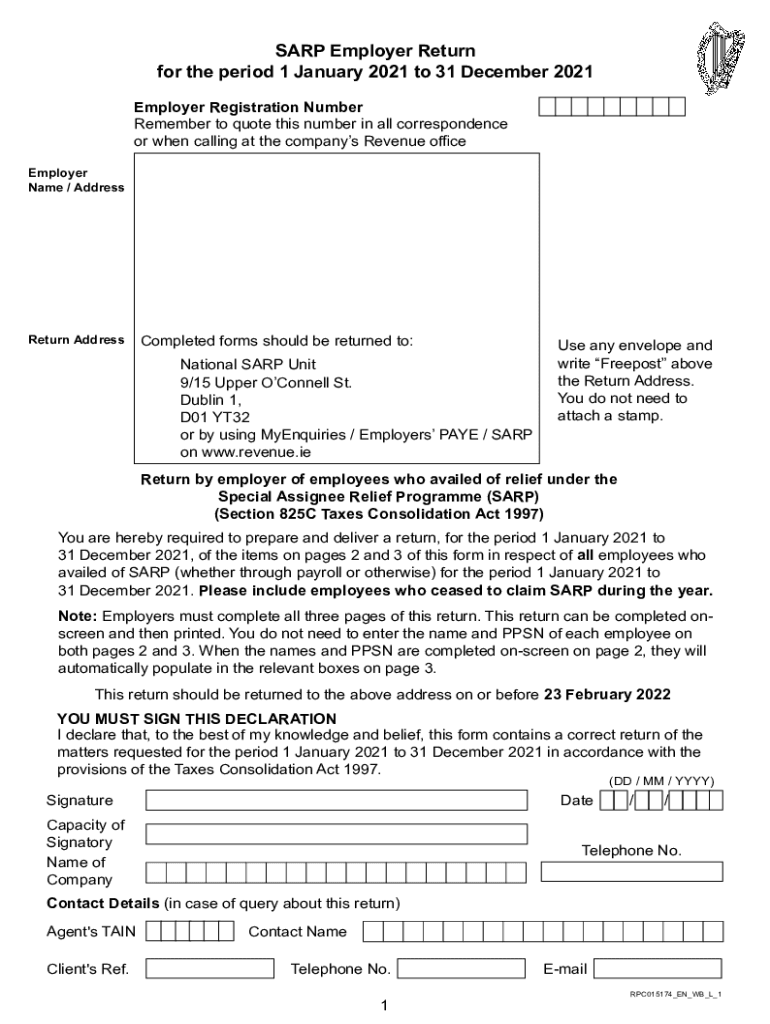 Www Revenue Ieenpersonal Tax Credits ReliefsSpecial Assignee Relief Programme SARP  Form