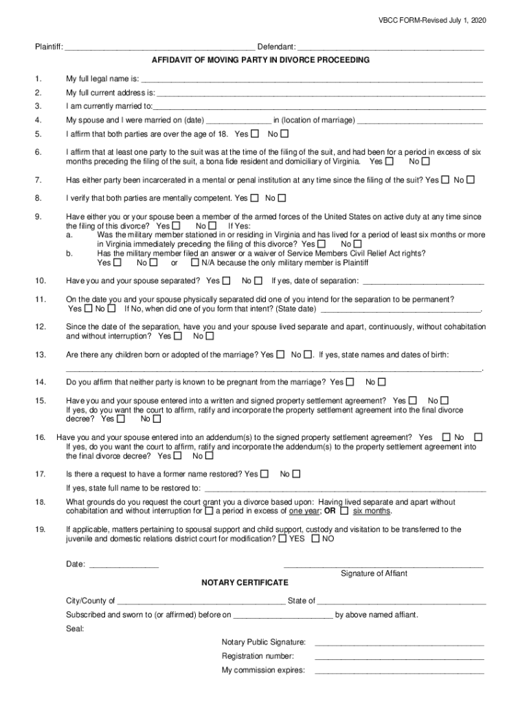 VBCC FORM Revised July 1,