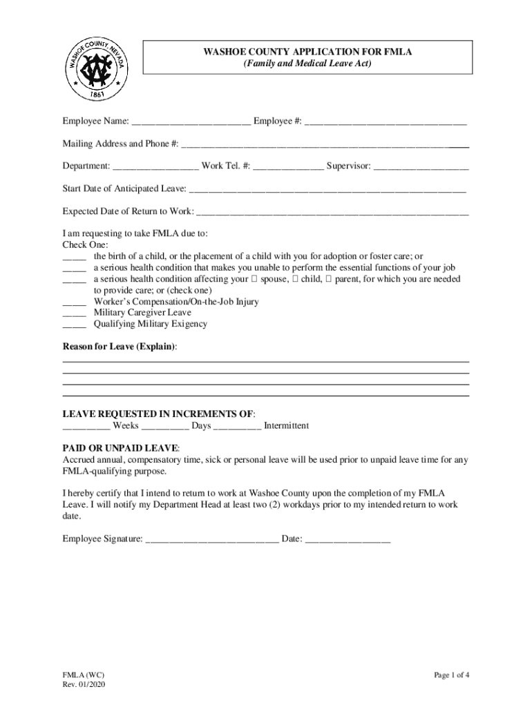 Nevada Family Medical Leave Act  Form