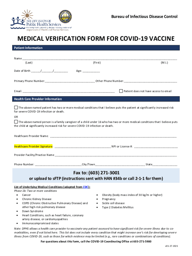 Get and Sign Bureau of Infectious Disease Control NH COVID 19 Employer 2021-2022 Form