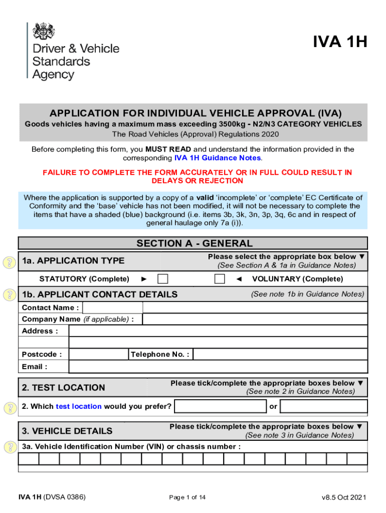 Individual Vehicle Approval IVA Inspection Manual  Form