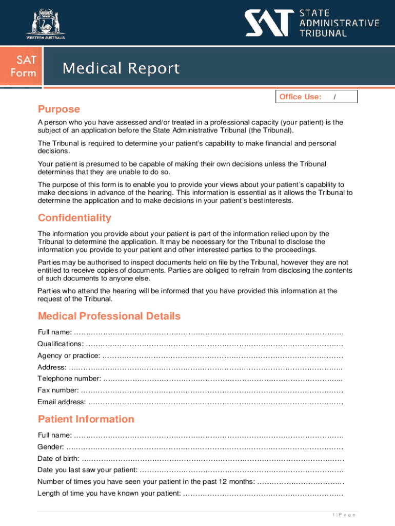 AU SAT Form Medical Report