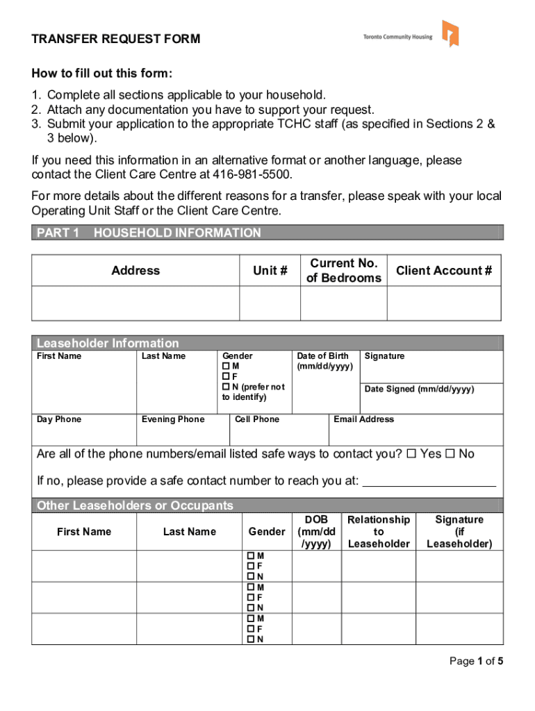  Toronto Community Housing Form 2019-2024