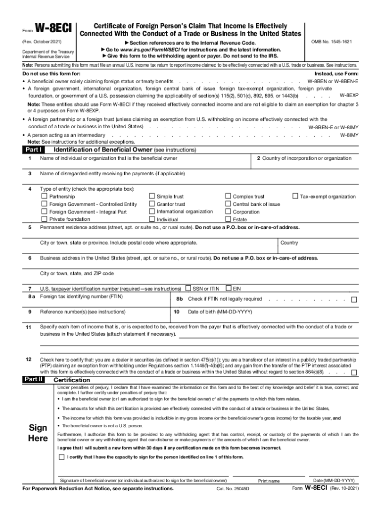 Www Irs Govforms Pubsabout Form W 8 EciAbout Form W 8 ECI, Certificate of Foreign Person's Claim