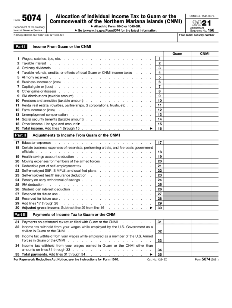  Www Irs Govpubirs Pdf2020 Form 5074 Internal Revenue Service 2021