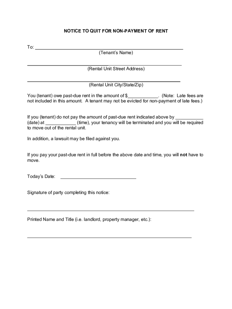 Written Demand for Payment of Past Due Rent  Form