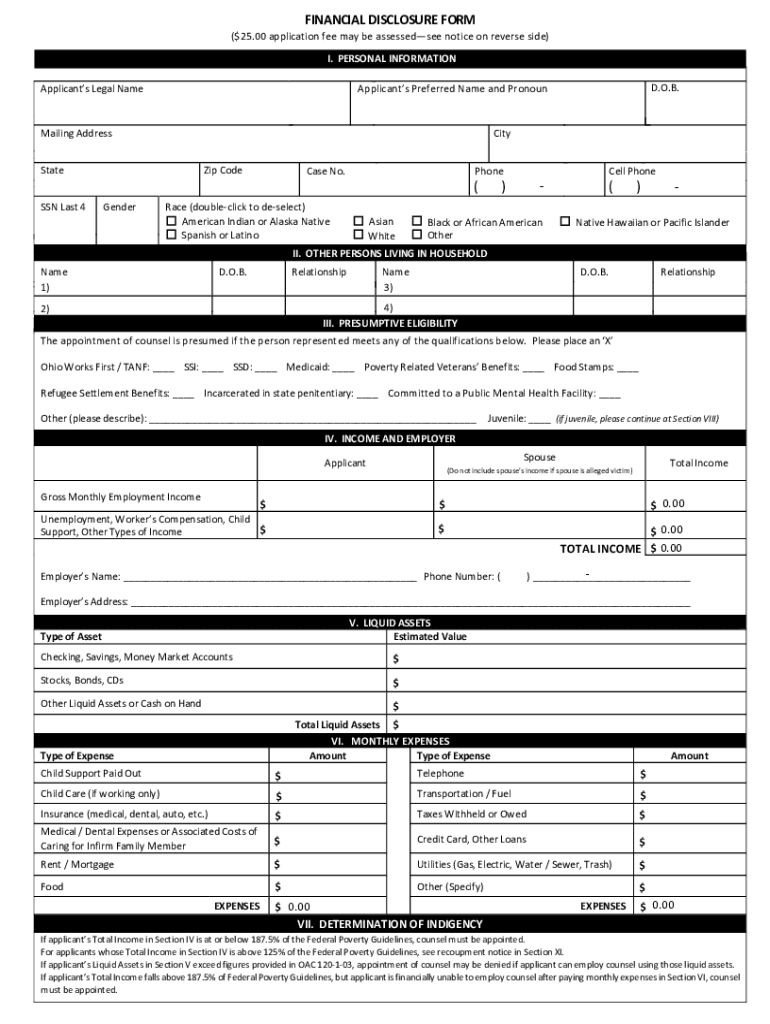  FINANCIAL DISCLOSURE FORM Public Defender 2021-2024