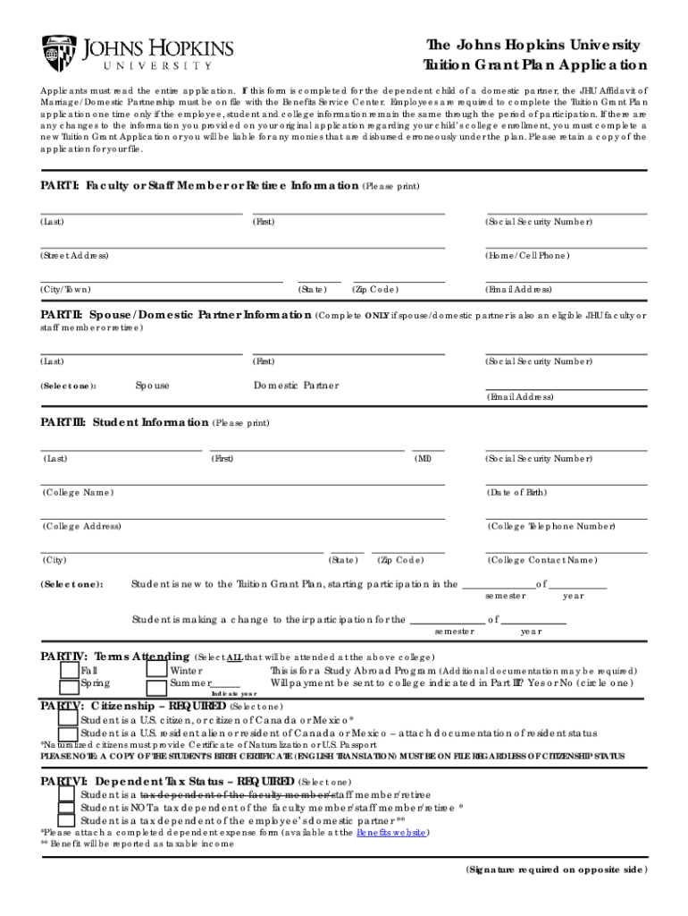 Tuition Grant Application Form