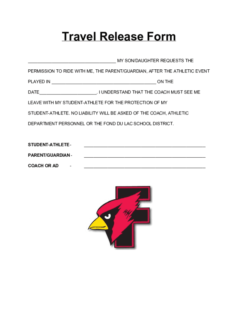  Travel Release Form Fond Du Lac School District 2016-2024